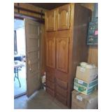 33 wide x 80 tall and 25 deep wooden cabinet.