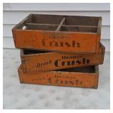 3 Old  Orange Crush wood crates