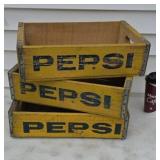 Three old wood PepsiCola crates