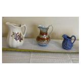 Japanese Kutani pitcher, blue ceramic pitcher and
