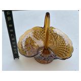 Amber Carnival Glass Basket