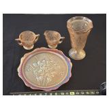 Iris & Herringbone Vase, Plate-chipped, Creamer,
