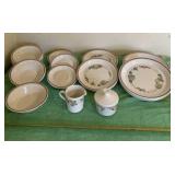 Corning creamer and sugar and Corelle plates,