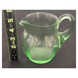 Green uranium glass Pitcher- chipped- glows