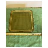 Federal Amber glass ribbed refrigerator container