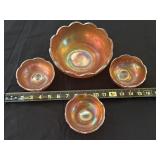 Scallop Carnival Glass Berry Bowl Set