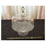 Princess House etched Dome cake stand- chipped