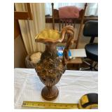 Grape hand ceramic pitcher with cracks