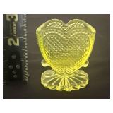 Vaseline Glass Heart Toothpick holder- glows