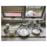 Woodhill glass dish, Bone China cups and Corelle