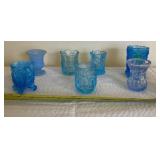 Vintage blue glass toothpick holders