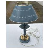 Blue Toleware - Torchiere Style Metal Table Lamp