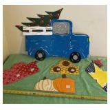 Holiday truck with Velcro stick on holiday decor