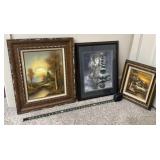 Signed Framed Oil Paintings, Santa Wall Art