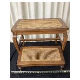 Mahogany Cane bottom bench & Foot Rest