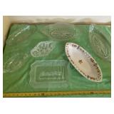Japan serving platter and glass trays and etched