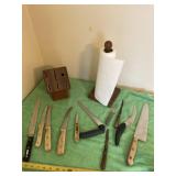 Paper towel holder, knife block and knives