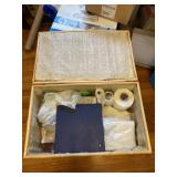 Basket full of sewing and craft supplies