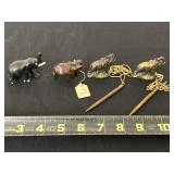 Solid brass Elephants with lead Pencil attached,
