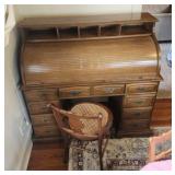 48 x 22 x 48 Roll Top Desk With Cain Bottom Chair