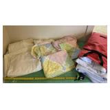 Bed sheets, pillow cases and bag of blankets