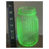 Ribbed Vaseline Glass Shaker- Glows