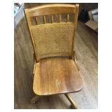 Oak Swivel cane back desk Chair- adjustable