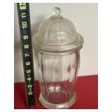 Clear Indiana Glass apothecary jar with a lid