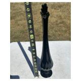 Fenton Black Swung Glass Vase- damaged bottom