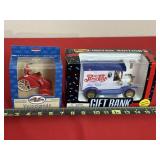 Flexible Flyer ornament, Pepsi Cola Die Cast Bank