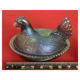 Carnival Glass Hen on Nest