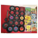 45 & 33 1/3 records including Walt Disney