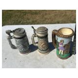 Beer steins including 2 Avon- base chipped on one