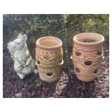 Terra Cotta Strawberry Hen Chicks Planter Pots