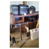 Water fountain, mirrors with soap dispenser,