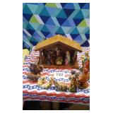 Large nativity set and manger