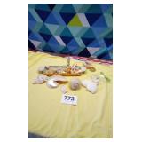 Seahorses and seashells and decorative tray