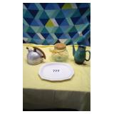 Decorative jar,platter,tea kettle,ceramic tea