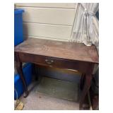 16 x 32 table with drawer and contents, some
