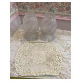 Glass lamp shades and doily