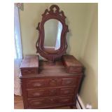 antique Victorian walnut dresser with a wishbone