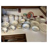 Assortment of Dishes, Canister Set-one cracked