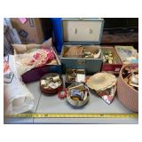 Sewing supplies and tins