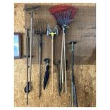 Rakes, cultivator, hoes and umbrella