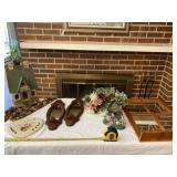 Hanging mirror, sconces, house decor and silk