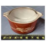 Pyrex Autumn Harvest Wheat casserole dish with a