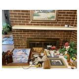Framed picture, extension cords, caboose and
