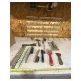 Wire brushes,  scrapers and  trowel