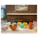 Tupperware containers and Rubbermaid pitcher