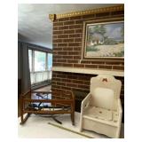 Older rocking crib and potty training seat